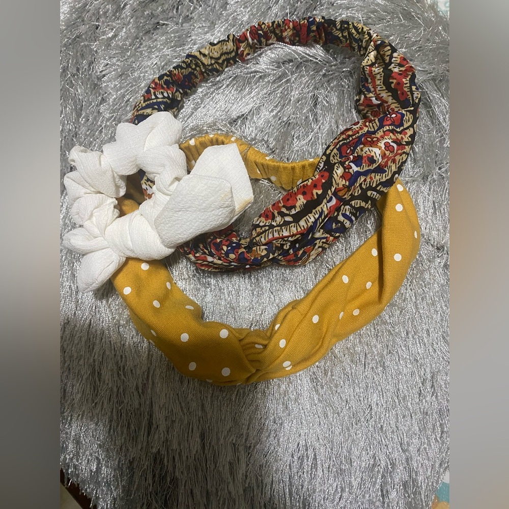 Elegant Women's Headband Trio - White, Yellow, Multicolor